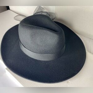 Felted Wool Fedora Hat In Black
